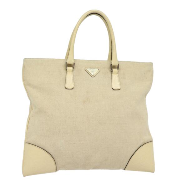 PRADA Hand Bag Canvas Beige - Picture 1 of 9